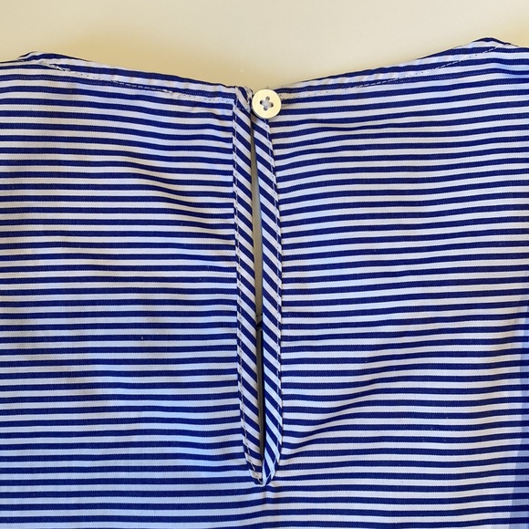 Bleuh Ciel Blue & White Striped Tie Front Knot Short Sleeve Cropped Top NWOT - Picture 7 of 9